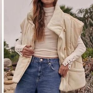 Free People Roll With Us Off-White Quilted puffer vest